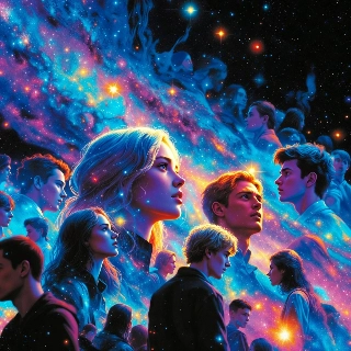 Ethereal Youth in Galaxy Nebula Digital Art