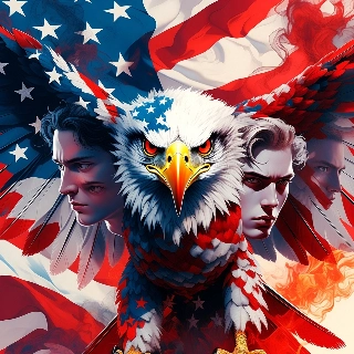 Fierce Bald Eagle American Flag Fusion Digital Art