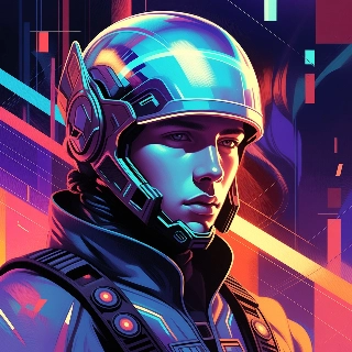 Futuristic Helmeted Metaverse Avatar Neon Cyberpunk Style