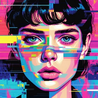 Portrait d'erreur numérique d'une fille à l'esthétique glitch art