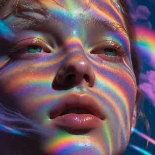 Holograficzny, tęczowy styl sztuki twarzy