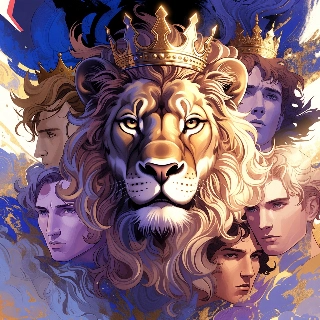 Majestic Lion King with Golden Crown in Digital Art