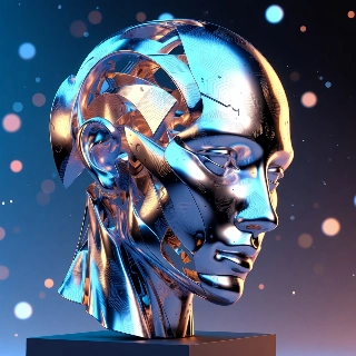 Metallic 3D Abstract Sculpture Head Bust