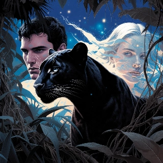 Sleek Black Panther Jungle Night Ethereal Art