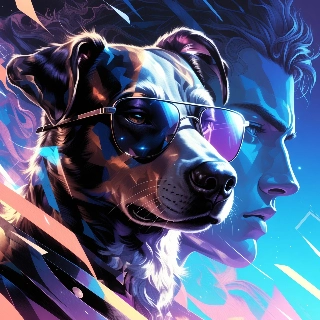 Cool Sunglasses Dog Vaporwave Digital Art