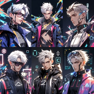 รูปโปรไฟล์ตัวละครผมขาวแนวอนาคตจากเกม Cybercore