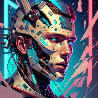 Cyberpunk Anime Cyborg with Mechanical Parts