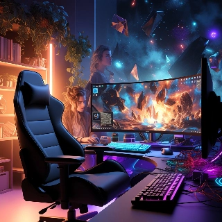 ชุดแต่ง RGB สำหรับเกมเมอร์สาวมืออาชีพสไตล์ไซเบอร์พังก์