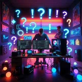 ชุดอุปกรณ์เกมเมอร์มืออาชีพสไตล์ไซเบอร์พังก์ พร้อมแสงไฟนีออน RGB