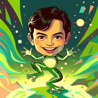 Dancing Frog Boy Retro Green Style