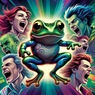 Dancing Frog Retro Green Psychedelic Style