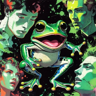 Tančící žába v retro zeleném stylu PFP