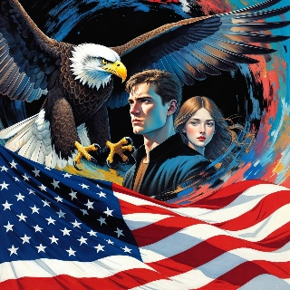 Majestic Bald Eagle American Flag Dynamic Art