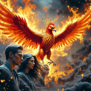 Phoenix Rising Flames Ash Epic Fantasy Art