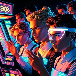 80s Neon Pixel Arcade Staff Glow Portrait
