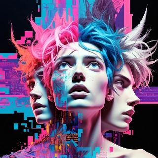 AI Glitch Distorted Beauty Portrait
