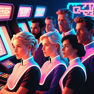 Arcade Glow 80s Neon Pixel Staff Ensemble