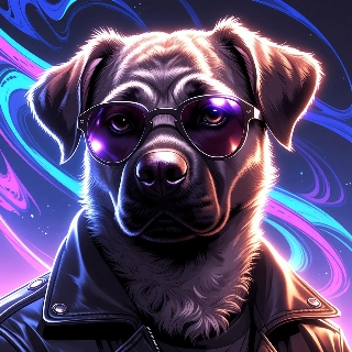 Cool Cyberpunk Dog Sunglasses Leather Jacket Portrait