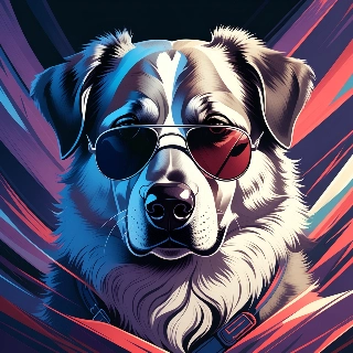 Cool Dog Sunglasses Neon Cyberpunk Portrait