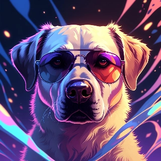 Cool Sunglasses Labrador Dog Neon Cyberpunk Art