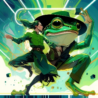 Dancing Frog Retro Green Style PFP
