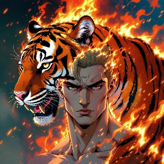 Fiery Powerful Tiger Man Anime Art