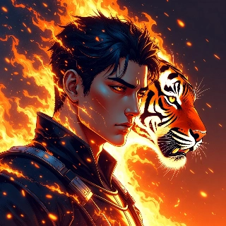 Fiery Powerful Tiger Man in Dynamic Anime Art