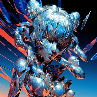 Metallic 3D Abstract Sculpture Female Figure