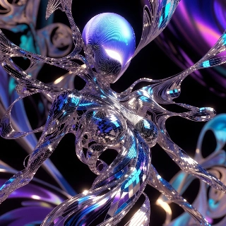 Metallic 3D Abstract Sculpture Figure