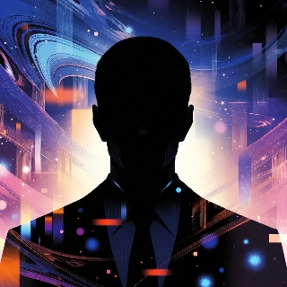 Mystery Silhouette Face in Shadow Cyberpunk Style