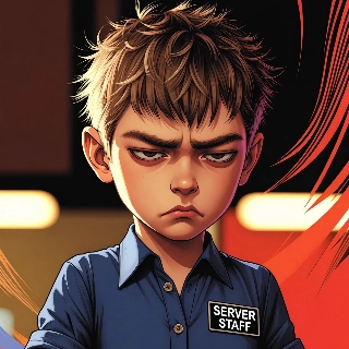 讽刺的侧目服务器工作人员动漫男孩头像