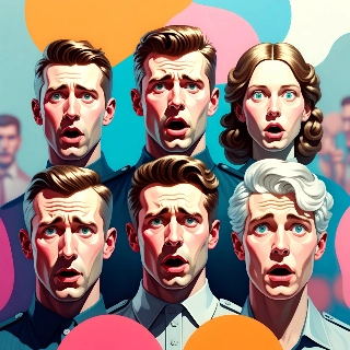 Shocked Staff Faces Bright Colorful Render