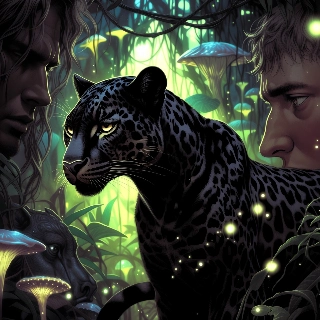 Sleek Black Panther Jungle Night Fantasy Art