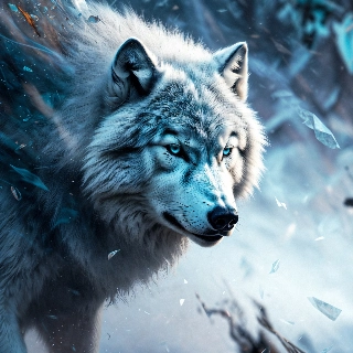 Snow Wolf with Icy Blue Eyes Digital Art
