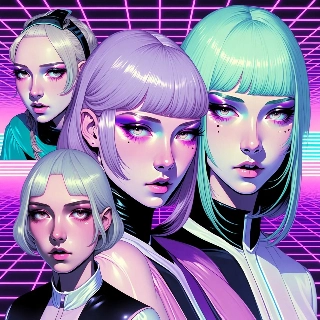 Ritratti dello staff Vaporwave Neon Pastello Viola