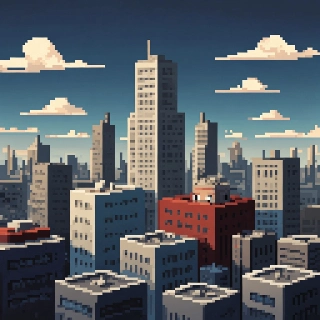 16-Bit JRPG Pixel Art Cityscape