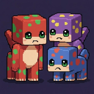 Cute Pixel Monster Trio in Pocket Style