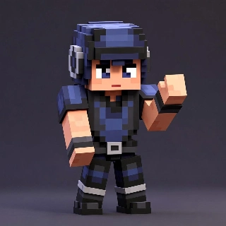 Futuristisch blauw Minecraft-skin met helm