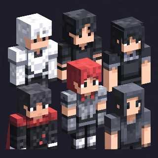Low Poly 3D Retro PS1 Minecraft Skins Group