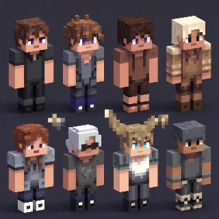 Low Poly Retro PS1 Minecraft Skins Collection