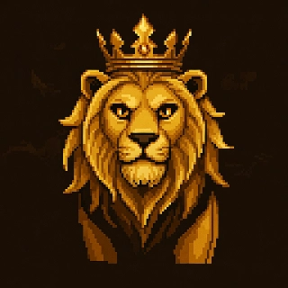 Majestätisk gyllene lejonkungkrona Pixelkonst