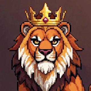 Majestic Golden Lion King Pixel Art Crown