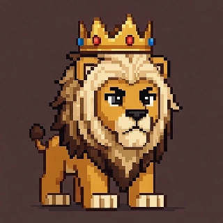 Majestic Golden Lion King Pixel Art Crown