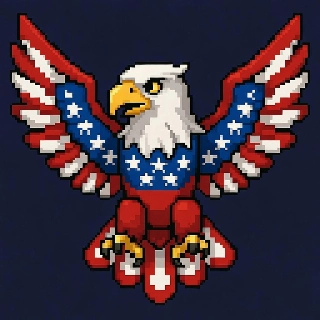 Patriotic Bald Eagle American Flag Pixel Art
