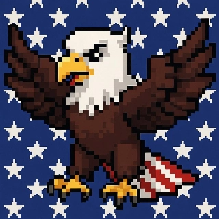 Patriotic Bald Eagle Minecraft Pixel Art Skin