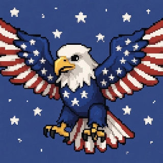 Pixel Art Bald Eagle American Flag Wings