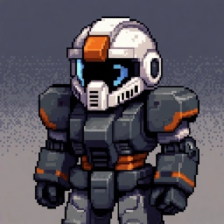 Pixel Art Mecha Robot Pilot Sci-Fi Helmet