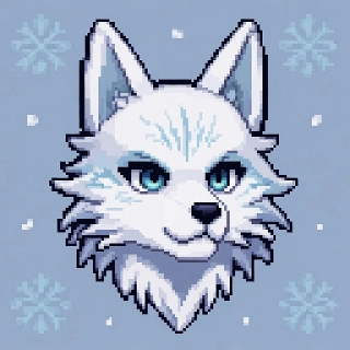 Pixel Art Snow Wolf Icy Blue Eyes Winter PFP