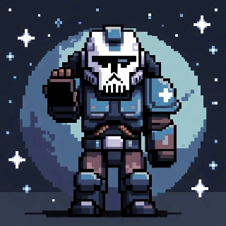 Pixel Art Space Marine Planetary Background
