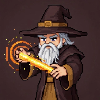 Pixel Art Wizard Casting Magic Energy Spell